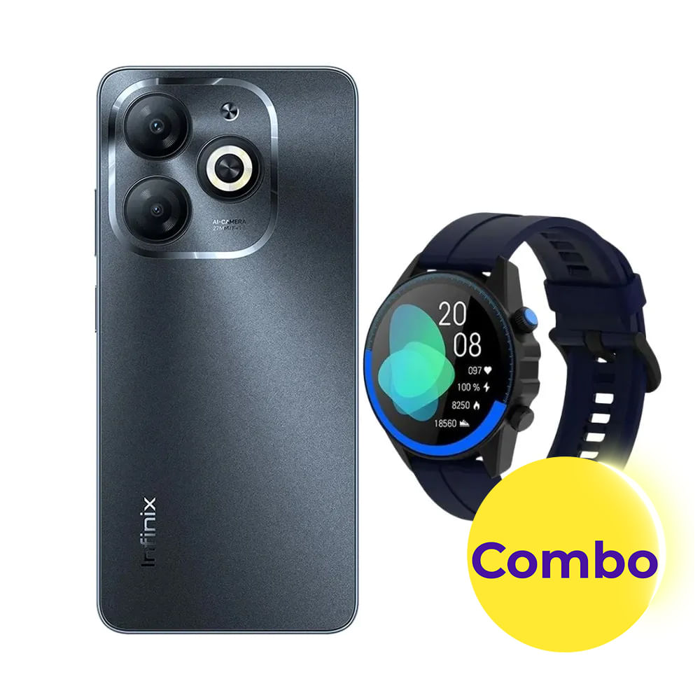 Combo Infinix Smart 8 X6525 4 128GB Negro Smart Watch Infinix XW2 Positronics